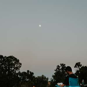 The moon over the fire.