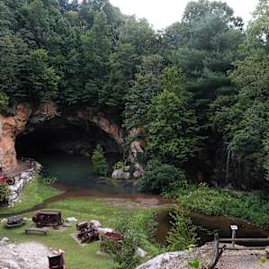 We went exploring before we got to the site. How cool is this cave?!