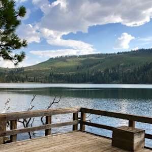 Public fishing dock on Blue Lake near the campground. There are huge brown and rainbow trout in the Lake!