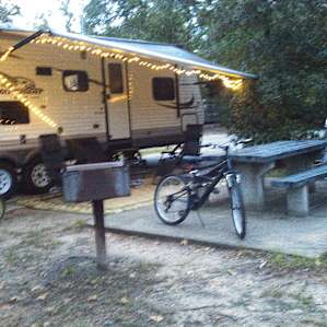 Large area, with grill. Easy back in, lots of space.