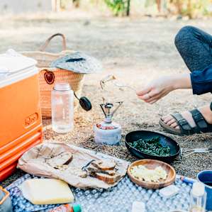 We used a sleeping pad as a surface to cook our breakfast!