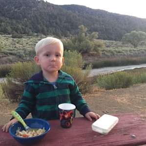 Enjoying some hot soup on a chilly evening while the bats circled above