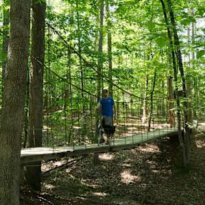 Hiking on one of the trails in Lake Catherine State Park off of the campground.