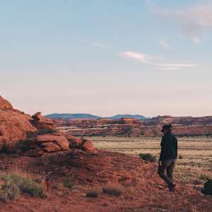 Venture beyond the campsite to find an excellent place to watch the sunset over the desert.