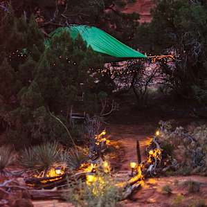 It's easy to find the Tentsile in the dark -- solar lights illuminate your way, and a string of cute little twinkly solar lights add the perfect cozy touch to your treehouse home for the night.
