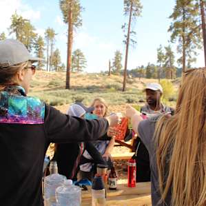 Cheers to nature and group camping