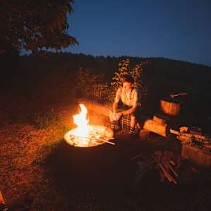 Sounds of insects and the crackling fire keep any bad feelings away