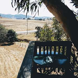 This treehouse can be seen from the road and vice versa. But it's a very quiet area.