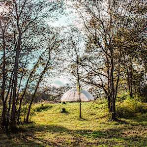 The view of the dome from another campsite option.
