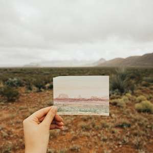 A former guest left behind a watercolor painting of the landscape