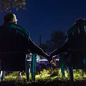 The solar-powered lights around the show ring turn on as it gets dark. The lights are muted enough where you can still sleep.