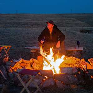 people campfire camper