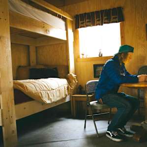 It got a little chilly outside so I resorted to the inside of the cabin to catch up with my family on the phone!