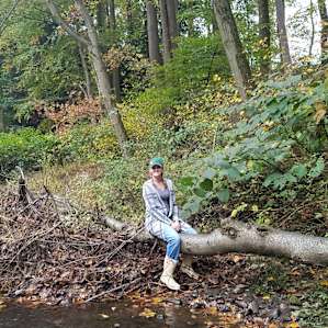 Karen enjoying the river.