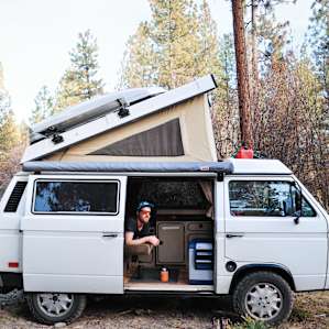 A beautiful Oregon forest creates the backdrop for camp on the crisp fall day.
