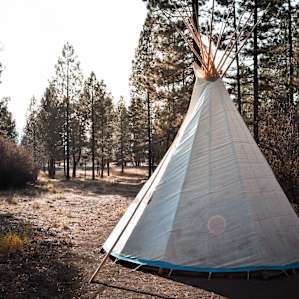 Exploring the beautiful Teepee on site!