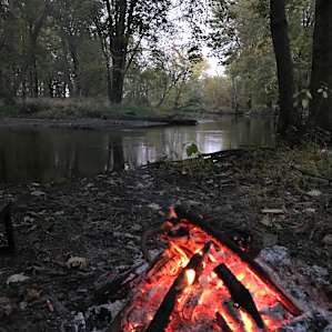 Fire along the riverbank