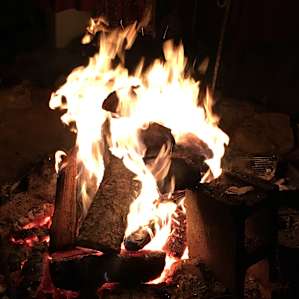 Cozy and magical by the fire at night!