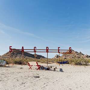 A bar and a tent in the desert