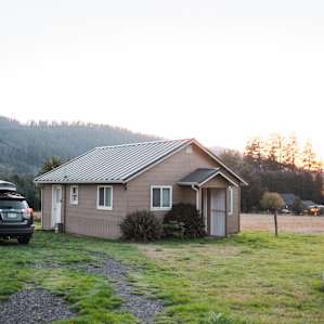 The exterior of the cabin.