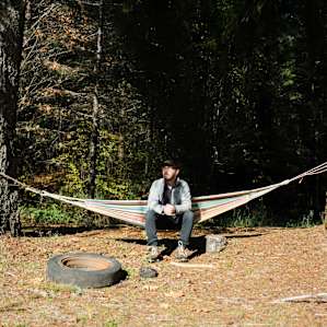 Relaxing in the hammock.