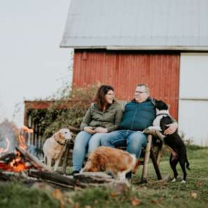 Fire pit and dogs included