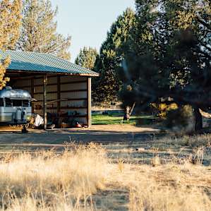 Vintage trailer near the main house