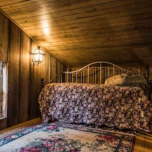 Upstairs you'll find your bed and a small window with a great view.
