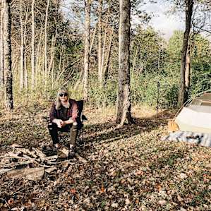 We picked a spot right by the smaller fire pit near the edge of the property.