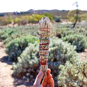 Large wand with Ellen's hand tie dyed string.