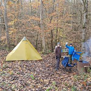 Setting up camp - cold night!