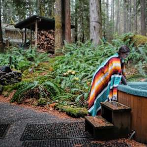Checking on the hot-tub temperature.