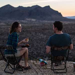 We took our camp chairs and dinner on a short hike to watch the sun set between the mountains.