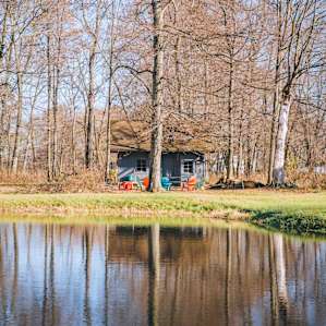 The house, right over the pond!