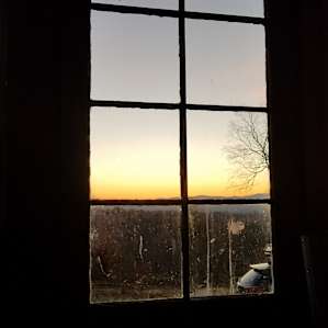 sunset view from inside the front door