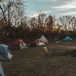 The tents all set up.
