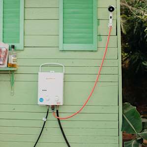 Heated, outdoor shower! There is no privacy, but we showered in our swimsuits!