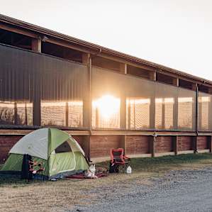 Beautiful sunset over our camping spot at AKA Stables