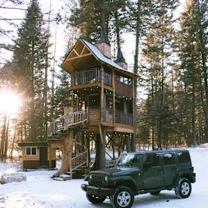 Tucked away in the woods, it's hard not to feel like a little kid sleeping up in the trees.