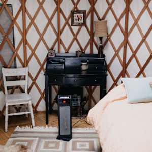 They provide a heater just in case! But the fire was perfect for the small space.