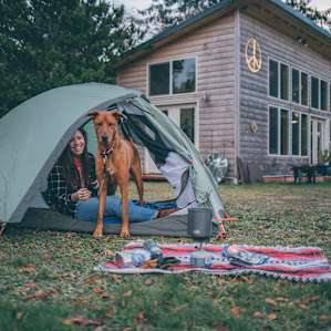 This pup loves camping