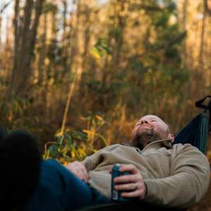 Simple hammock time. Wonder what he's looking at...