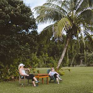 Relaxing under the palm tree