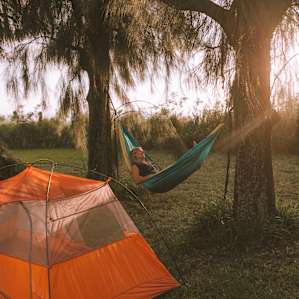 Relaxing in the hammock as the sun dips down
