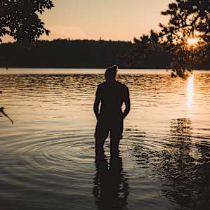 Sunset over the lake.