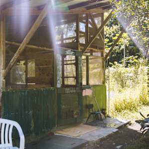 Outside Hazel Mae with the sun streaming down