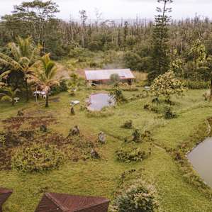 View from the top floor of the house out towards the steam vent saunas