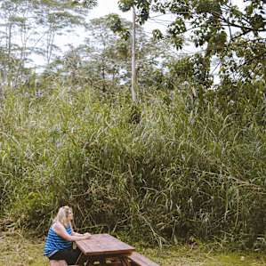 The clearing also has a picnic table to make meals and sit down