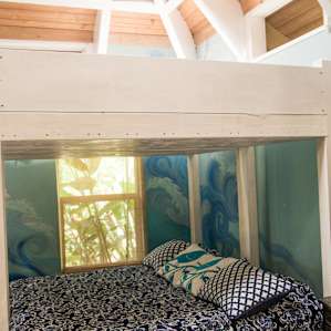 King canopy bed with two twins up top