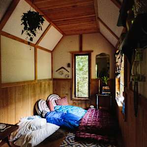 Sleeping area. Bring you own bedding. Lot of cozy pillows provided!